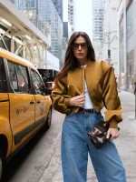 Cotton-padded pilot jacket, retro modern punk style, wide-sleeved short women's jacket, 2025 winter new style - Image 5