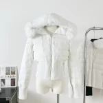 Real Fox Fur White Goose Down Parka Women Winter Hooded Short Coat Warm Puffer Jacket Female Outdoor Y2k Slim Fitting Outwear - Image 2
