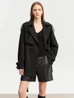 AMII Trench Coat Woman 2025 Autumn New Double-breasted Versatile Outerwear with Belt Medium-long Straight Jackets Female12343395