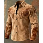 2026 Autumn Winter Men's Fur Fringed Jacket Coat Vintage Ethnic Trendy Button Open Lining Casual Jacket Streetwear Men's Coat - Image 4