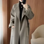 Wool Coat Women's Wear 2024 Autumn/Winter Fashion Temperament Double sided Cashmere Coats with Belt Elegant Long Overcoat - Image 3