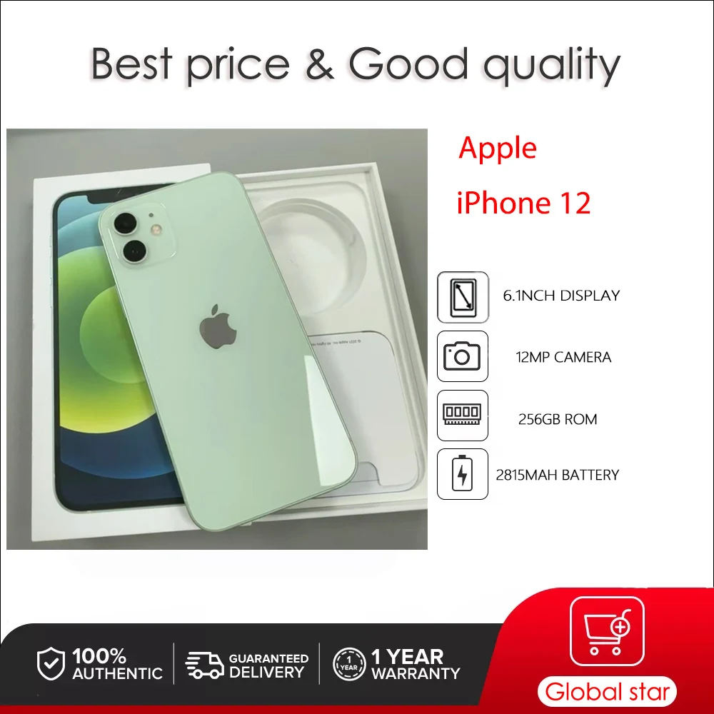 kf-Sc6fa45cfc8094670b4b9d9267bdda3f0U Original Apple iPhone 12 5G Face ID Unlocked Used IOS A14 6.1" 64/128/256GB ROM Hexa-core 2815mAh Cellphone 12MP Smartphone - Image 1