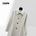 Elegant Notched Collar Trench Coat for Ladies Button Closure Windbreaker Coat Women Jacket with Large Pockets for Women AI1203 - Image 2