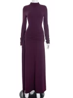 JULISSA MO Turtleneck Long Sleeve Ribbons Women Maxi Dress Round Neck High Waist Dress Winter Skinny Elegant Party Evening Dress - Image 6