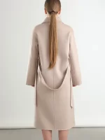 M 801 Real Pure Wool Overcoat Handmade Turn-down Collar Belt Dense Fabric Notch Lapel Women Coat Long Winter Jacket Autumn #09 - Image 2