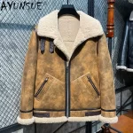 AYUNSUE Winter Leather Fur Coat Men Natural Sheepskin Fur In One Fur Coat Thick Warm Male Genuine Leather Jacket Chaquetas Lq - Image 5