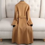 Patchwork Long Double sided 100% wool coat women 2025 spring autumn slim elegant jacket Korean Fashion casaco feminino - Image 2