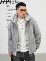 AYUNSUE Natural Mink Jacket for Men Winter Jacket Luxury High Quality Mink Real Fur Coat Hooded Slim Mens Jackets Chaquetas - Image 2