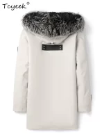 Tcyeek Natural Mink Fur Jacket Men Mid-length Real Fur Coat Winter Clothes Warm Mens Coats New in Outerwears Fox Fur Collar 2025 - Image 2
