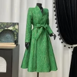 Autumn Lace-Up Green Light Luxury Women Trench Coat 2025 New Style Heavy Industry High-Quality Women's Trench Coat Overcoat H640