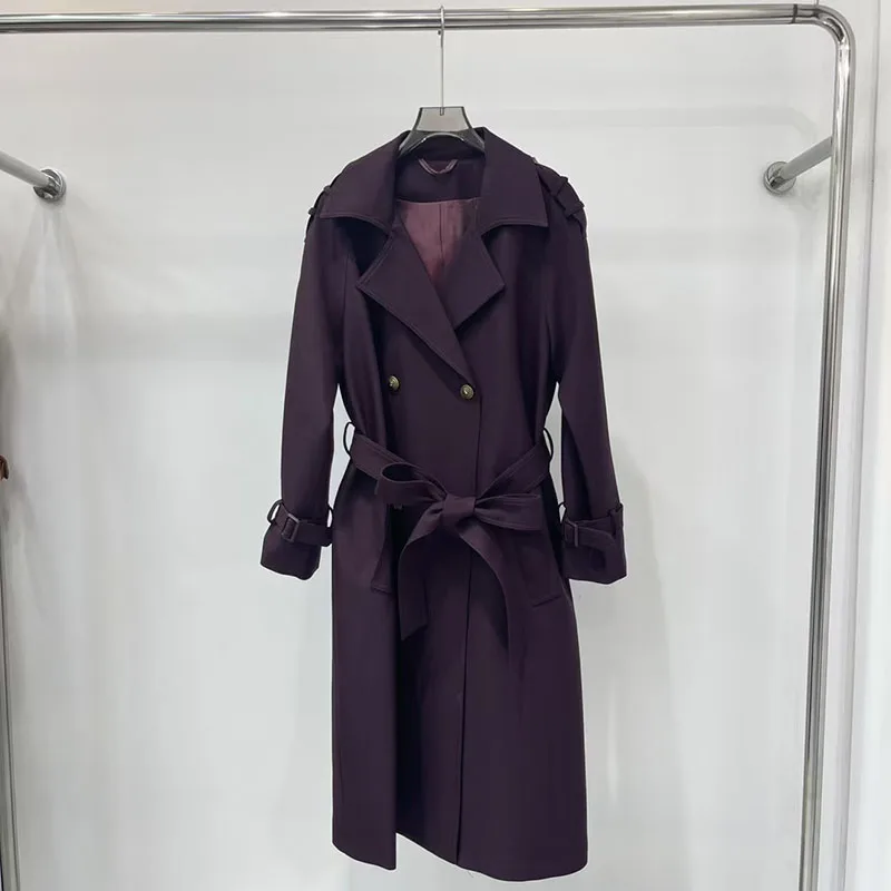 kf-Scecfc83526124c6eb48bd49267596b3bX Women's jacket 2025 Winter new double breasted lapel long women's windbreaker belt slim fit women's trench coat y2k Women's coat - Image 1