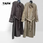 Women's Mid-Length Windbreaker for Casual Trench Jacket for Fall Season Collar Trench Coat with Front Buttons AI1540 - Image 2