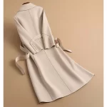 New Fashion Double-Sided Woolen Coat Women Outerwear Autumn Winter Korean Slim Lace-Up Long Wool Jacket Female Overcoat