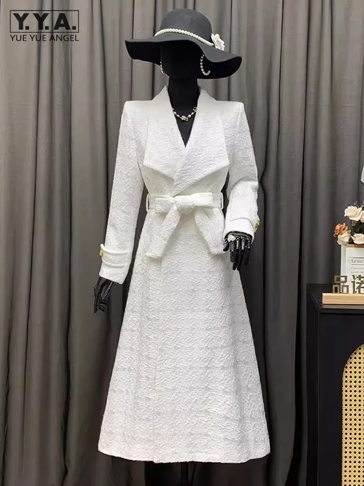 kf-Sd09a7bcc979340808a9549f9b0d5483aE Elegant Women Belted Slim Fit Long Tweed Trench Coat Fashion British Style Ladies Windbreaker Winter Thick Warm Outwear Overcoat - Image 1