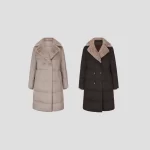 Wool goose down down jacket 2025 winter wool collar double breasted long waist jacket for women