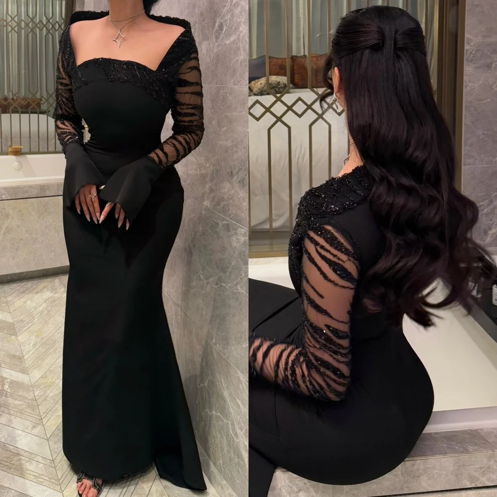 kf-Sd50cc3282111499aa1d55817a0de1225V Customized Sparkle Sexy Jersey Beading Sequined Pleat Mermaid Off-the-shoulder Long Dresses Bespoke Occasion Dresses Exquisite - Image 1