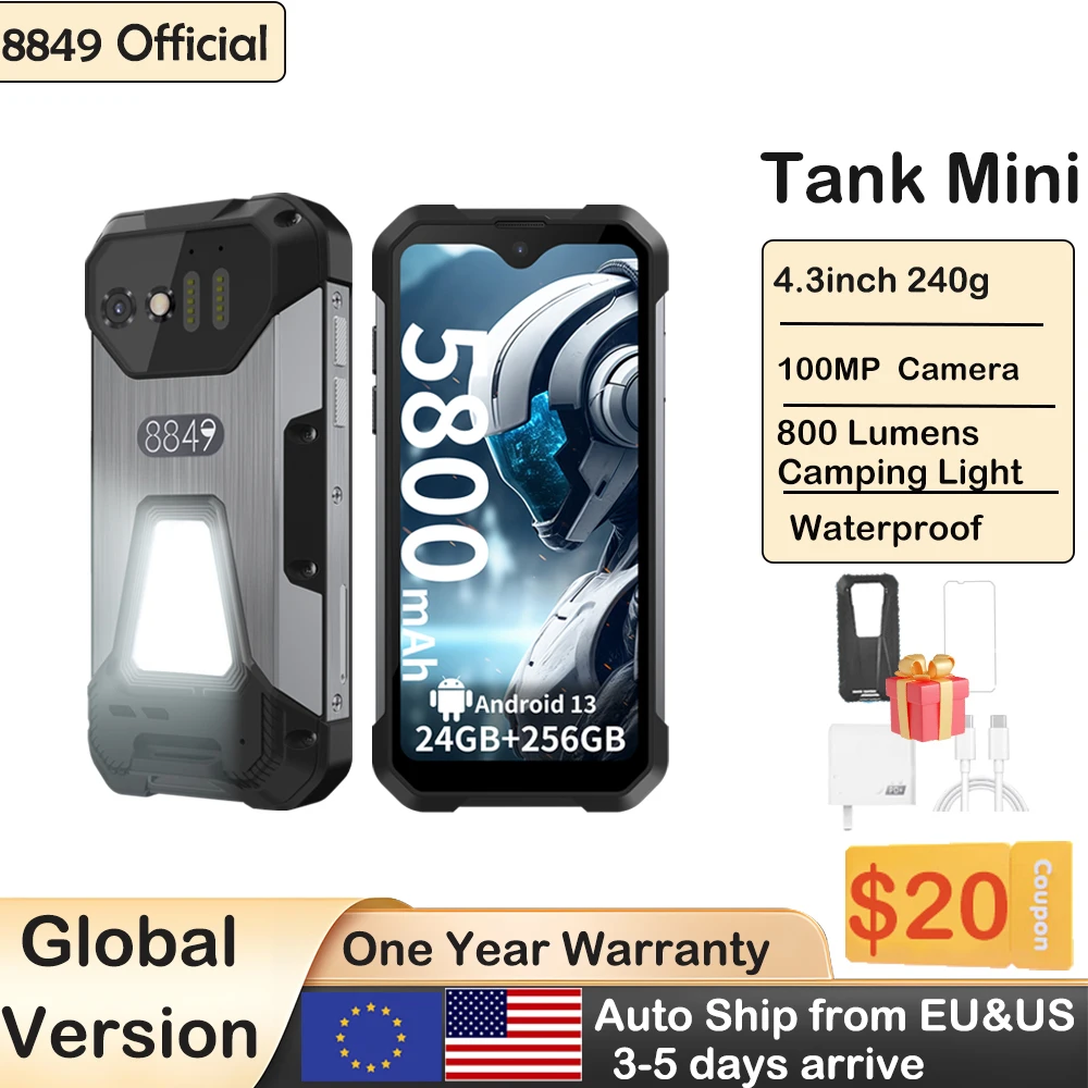 kf-Sd5372455062c4cdb9c556e0bc91d5ab2j 8849 Tank Mini Rugged Smartphone 16/24GB 256GB 5800mAh100Mp Camera Android 13 Cellphone 4.3 inch Waterproof Mobile Phone - Image 1