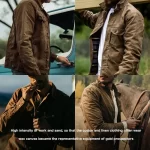 Maden Retro Heavyweight Canvas Oil Waxed Jacket Cotton Waterproof Hunting Coat Male Spring Khaki Casual Work Safari Style Jacket - Image 3