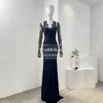 Black Long Sleeve Tube Top Lace Midi Dress 2025 New Design - Image 2