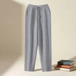 Men's Wool Pants Elastic Waist 2025 Autumn Winter Thick Casual Cashmere Trousers 100% Merino Wool Knitted Mid Seam Sport Pants - Image 3