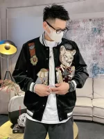 Fashion Autumn Winter Men's Women's Jackets Slim-Fit Embroidered Long Sleeve Jackets Stand Collar Baseball Uniform Jacket Coats - Image 4