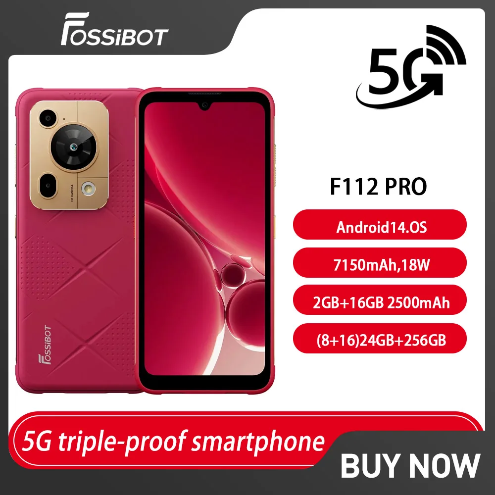 kf-Sdb55d99afdd541558482df955953158bH NEW Fossibot F112 PRO 5G Rugged Smartphone 6.88" HD+ 7150mAh RAM & ROM 24G(8+16)+256G Mobile Phone Android 14 50MP Cell Phone - Image 1