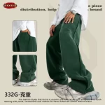 ZODF Retro 2024 Winter Washed Fleece Pants For Men Unisex 332gsm Oversized Warm Soft Straight Trousers Brand Clothes HY0875 - Image 2
