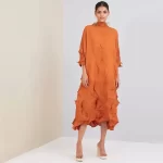 2024 Miyake Wrinkle Original Design Handmade Diamond Wrinkle Fashion Elegant Loose Mid Length Party Dress Spring Best Seller - Image 4