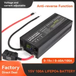 12V LiFePO4 Battery 60A 100A Anti reverse connectionAdjustable voltage and current Fast Large Screen Display Charger