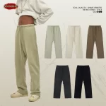 ZODF Fashion 2024 Men Loose Straight Pants Unisex 365gsm Retro Comfortable Sport Solid Drawstring Trousers HY0588 - Image 2