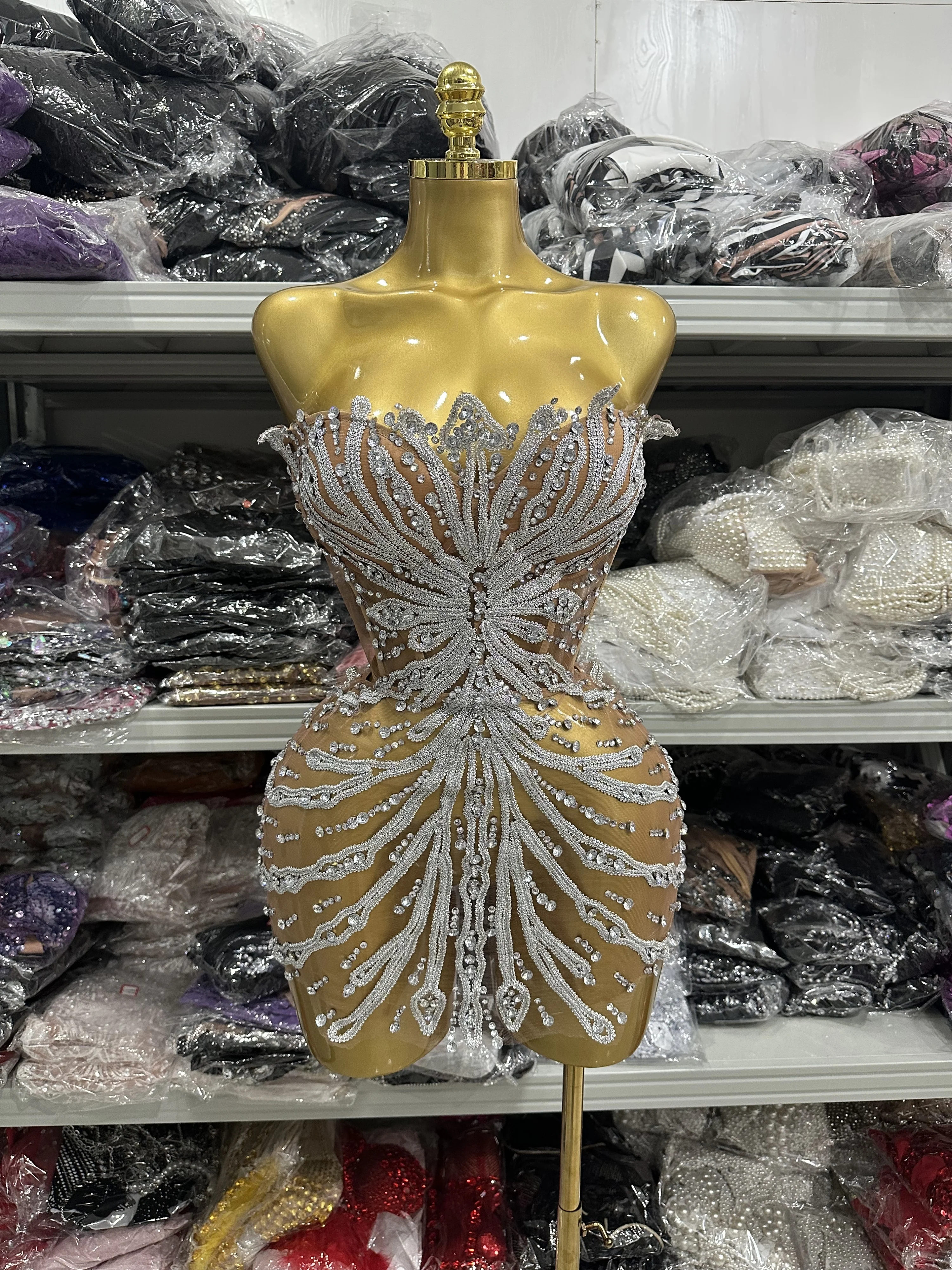 kf-Se005f3b9171e40f2b923d02afc501ae5R Stock Women Sexy Strapless Shining Sequins Bodycon Mini Dress Laced-up Celebrate Birthday Party Cocktail Homecoming Cute Dress - Image 1