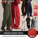 ZODF 2025 Winter 430gsm Man Fleece Straight Pants Unisex Casual Oversized Thick Keep Warm Trousers Sweatpants HY1170