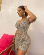 Sexy Rhinestone Birthday Party Ball Evening Dress Stage Performance Costume Fashion Diamond Sequin Tassel Women Short Skirt