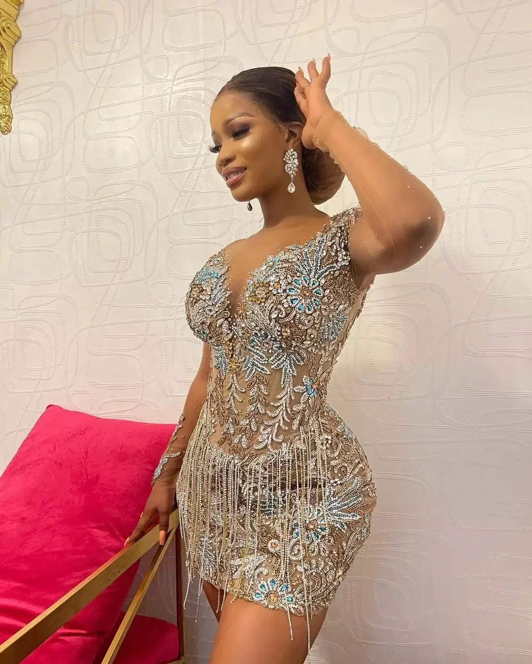 kf-Se1e373a197a143b0852f045cbdd998afl Sexy Rhinestone Birthday Party Ball Evening Dress Stage Performance Costume Fashion Diamond Sequin Tassel Women Short Skirt - Image 1