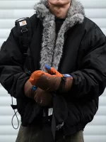 Mens Korean Streetwear Thick Warm Jacket Winter Fleece Lined Fur Collar High Quality Cold Proof Heavyweight Outdoor Thermal Coat - Image 4