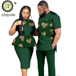 African Couples Clothing Outfits Men and Women Wear Wedding Party Ankara Wax Print Fashion AFRIPRIDE S20C010