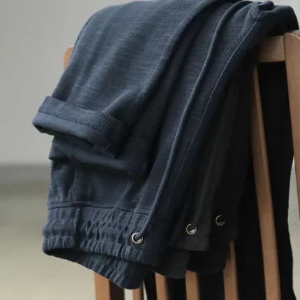 312# Autumn Japanese Retro Knitted Ankle-length Sweatpants Men's Fashion Pure Cotton Drawstring Sport Casual Ankle-tied Pants