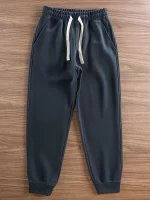 Autumn Winter New American Retro Thick Knitted Sweatpants Men's Simple Elastic Waist Drawstring Sport Casual Ankle-tied Pants - Image 3
