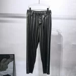 Miyake Pleated Casual Long Pants Men's 2025 New Handcrafted Pleated Straight Leg Pants Summer Loose Casual Pants Men's Trousers - Image 3
