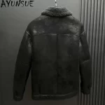 AYUNSUE Natural Wool Fur Coat Man Winter High Quality Real Sheepskin Genuine Leather Jacket Men Vintage Warm Fur Coats Hot Sale - Image 2