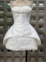 New Women Sexy Backless Floral Strapless Rhinestone Diamond Stylish Fashion Chic Dresses Party Christmas Ball Evening Gown dress