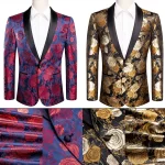 Hi-Tie Yacal men's suit jacket with shawl collar, slim fit, suitable for weddings, casual and formal occasions.