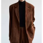 Male 2025 Autumn Winter New Single-Breasted Padded Shoulder Suit Jackets Long Sleeve Solid Color Blazers Handsome Tailored Coats - Image 2