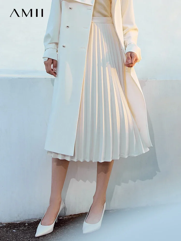 kf-Sebf1f0e4a5bb4f35920f144fabbb2e0e1 AMII Minimalist Pleated Skirt 2025 Autumn New Loose Elegant Woman Clothes A Line Commuter Casual Solid Skirt For Women 12323123 - Image 1