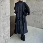 BJTZ Women’s Color Block Trench Coat Double Breasted Belted Longline Striped Notched Collar Elegant Autumn Winter 2025 New - Image 3