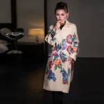 Seifrmann Solid Long Sleeve Turn-Down Collar Coat For Women Single-Breasted Floral-Print Loose Waist Fashion Overcoat - Image 3