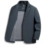 Logo-less Style Men Essential Blazers Blue Khaki Suit Jacket Notched Collar Modern Slim Cut Attire for Business Travel & Daily - Image 4