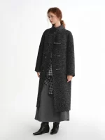 ​DUSHU 2025 Winter Women's Premium Wool Blend Stand Collar Long Overcoat - Elegant and Warm Coat for Casual and Office Occasions - Image 2
