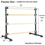 Wood Ballet Barre Bar Portable Height Adjustable Portable Double Freestanding Ballet Fitness Stretch/Dance Bar - Image 2