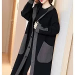 Women's Korean Version Trench Coat, Long, Loose, Chubby Little Sister, 300 Pounds, Hooded, Thick Woolen Coat, Women's Cardigan